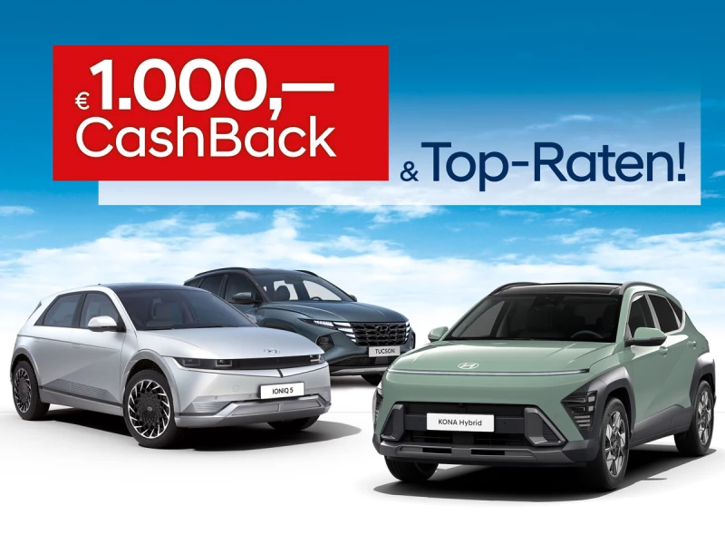 € 1.000,- Cashbacj bei ausgewählten Hyundai-Modellen — jetzt bei Thüllen!